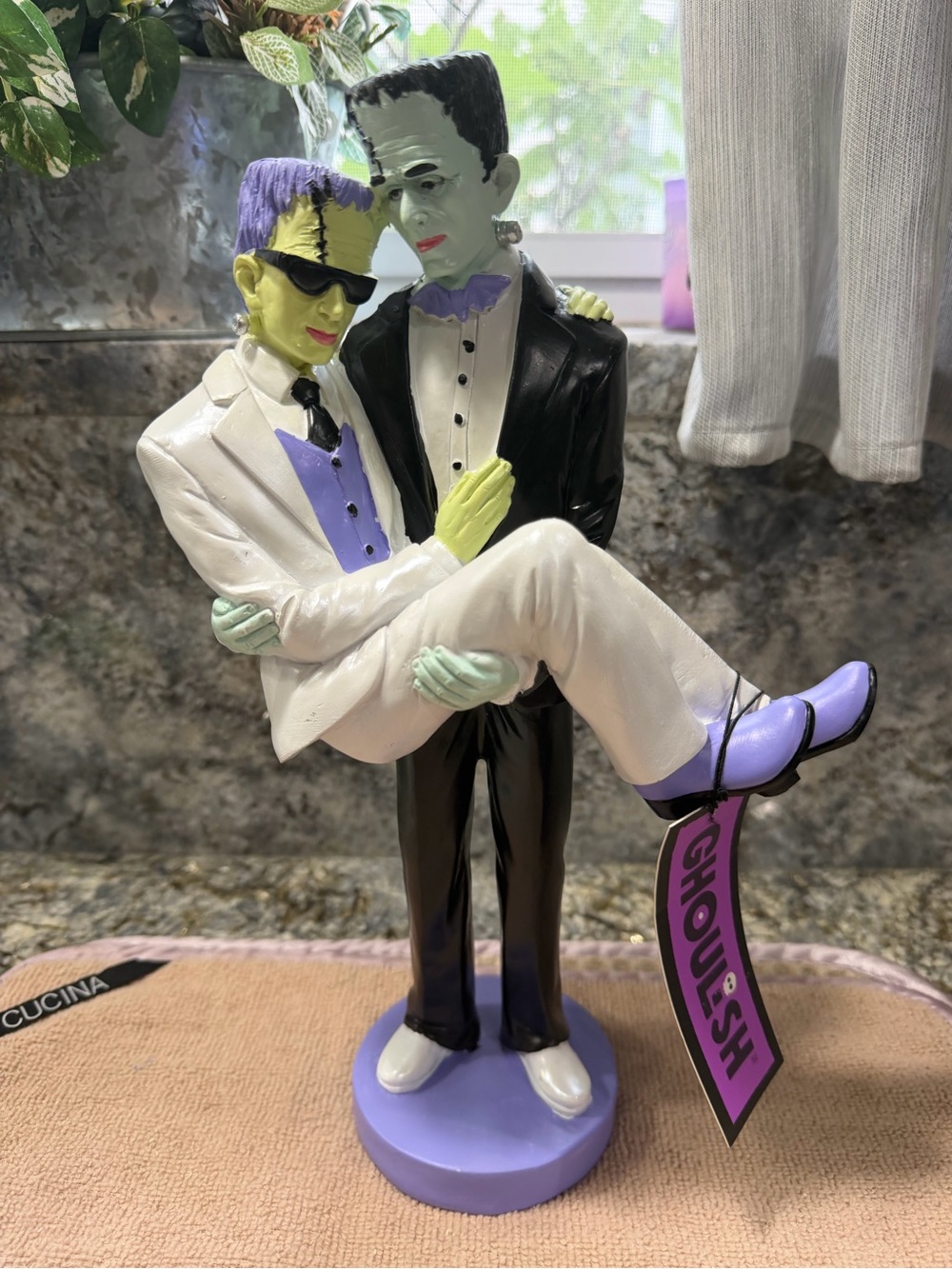 Ghoulish Frankenstein & Groom Halloween Figurine | Gothic Decor | NWT | 12"